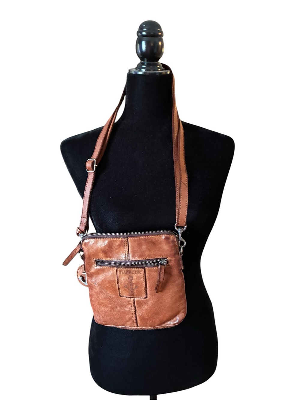 Compact Brown Leather Shoulder Crossbody Bag